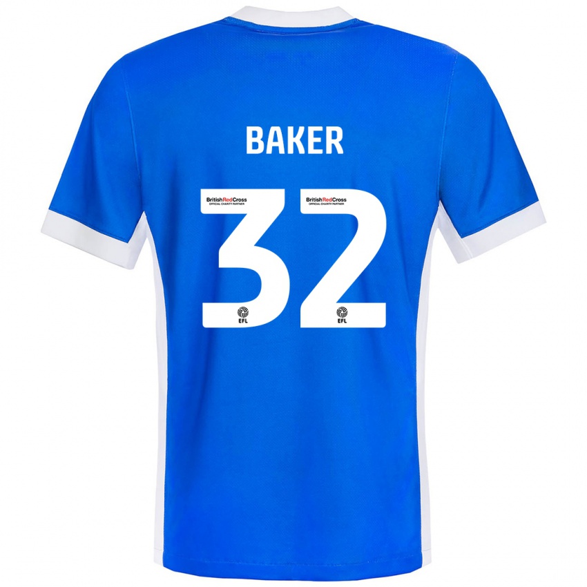 Férfi Ava Baker #32 Kék Fehér Hazai Jersey 2024/25 Mez Póló Ing