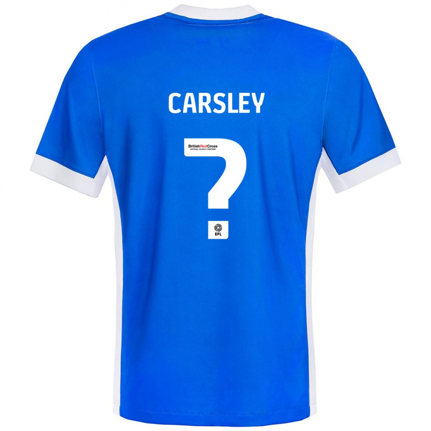 Férfi Luke Carsley #0 Kék Fehér Hazai Jersey 2024/25 Mez Póló Ing