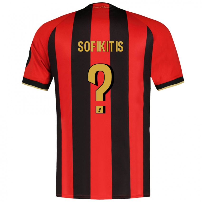 Férfi Yanis Sofikitis #0 Piros Fekete Hazai Jersey 2024/25 Mez Póló Ing