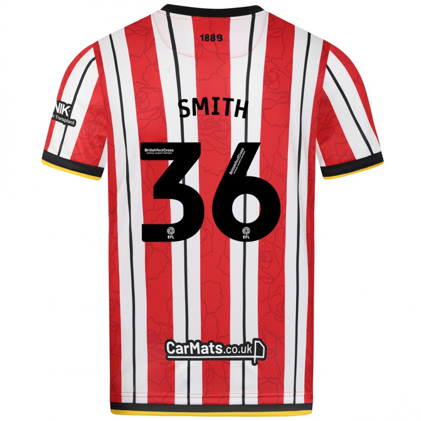 Férfi Joshua Smith #36 Piros Fehér Csíkok Hazai Jersey 2024/25 Mez Póló Ing