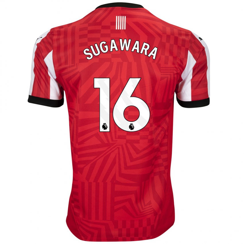 Férfi Yukinari Sugawara #16 Piros Fehér Hazai Jersey 2024/25 Mez Póló Ing