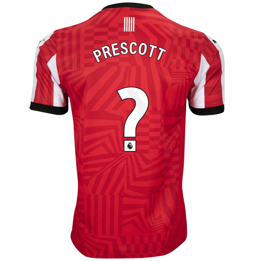 Férfi Alfie Prescott #0 Piros Fehér Hazai Jersey 2024/25 Mez Póló Ing