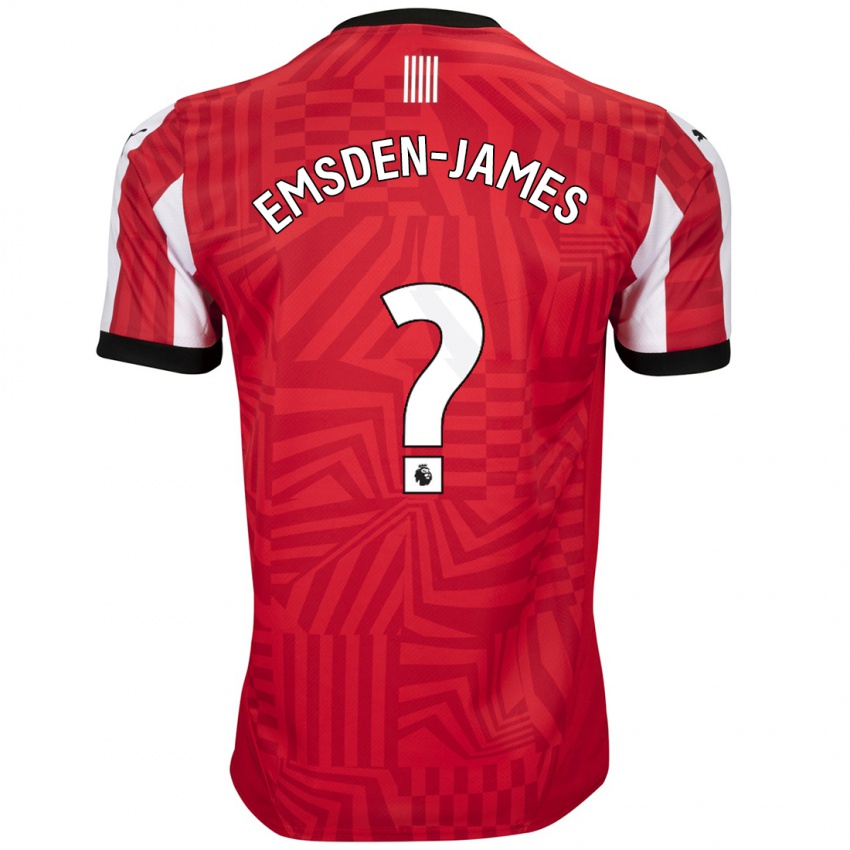 Férfi Harley Emsden-James #0 Piros Fehér Hazai Jersey 2024/25 Mez Póló Ing