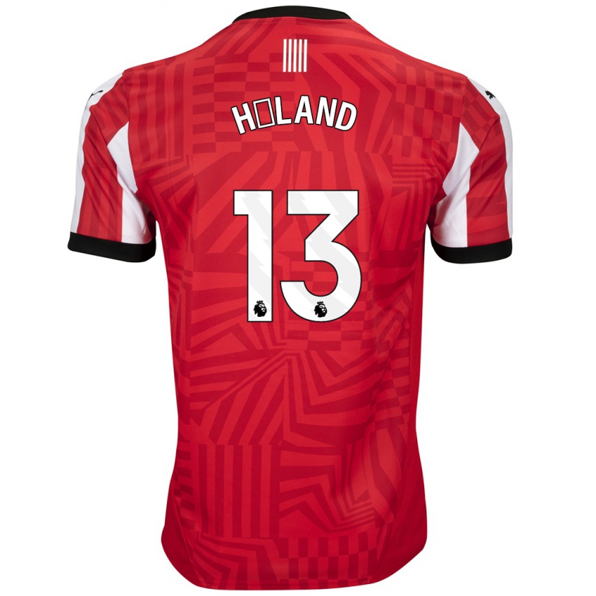 Férfi Benedicte Håland #13 Piros Fehér Hazai Jersey 2024/25 Mez Póló Ing