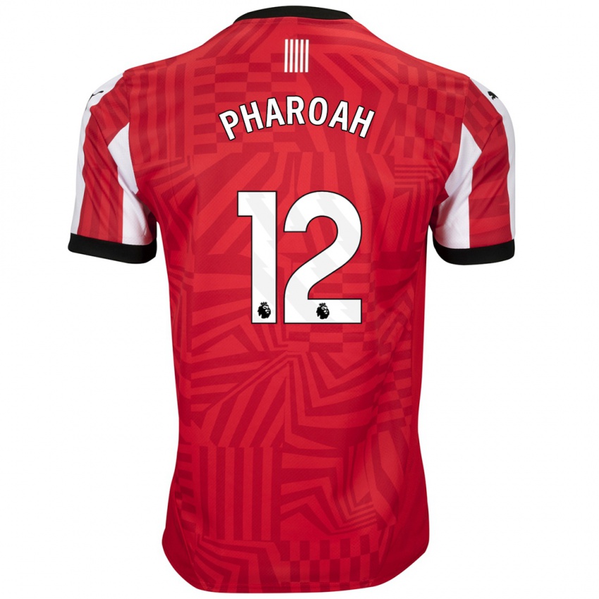 Férfi Sophia Pharoah #12 Piros Fehér Hazai Jersey 2024/25 Mez Póló Ing