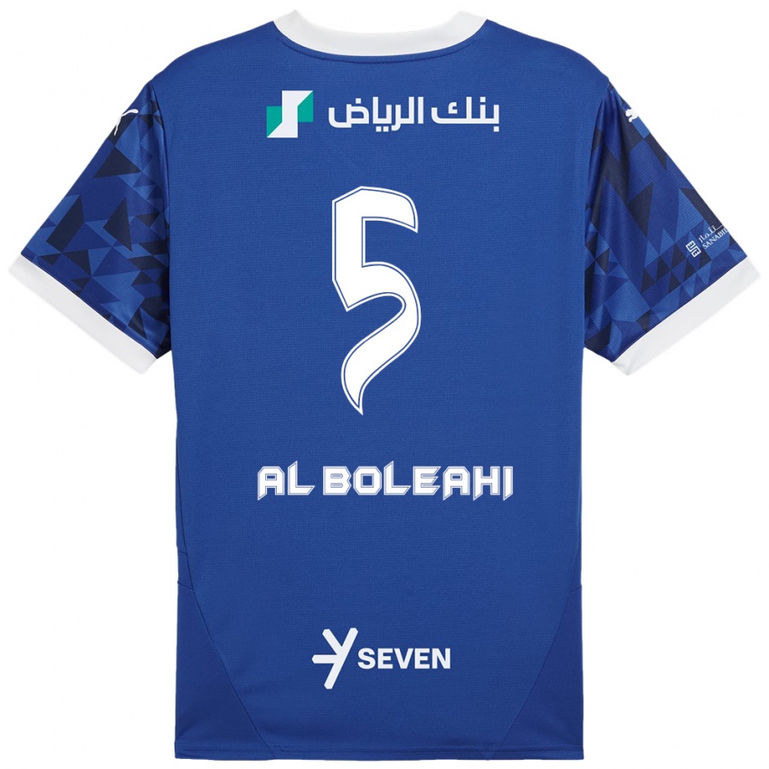 Férfi Ali Al-Boleahi #5 Sötétkék Fehér Hazai Jersey 2024/25 Mez Póló Ing