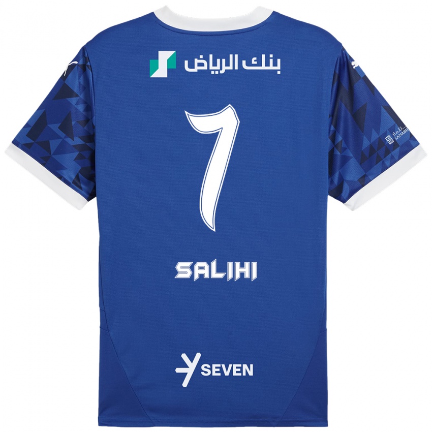 Férfi Shokhan Salihi #7 Sötétkék Fehér Hazai Jersey 2024/25 Mez Póló Ing