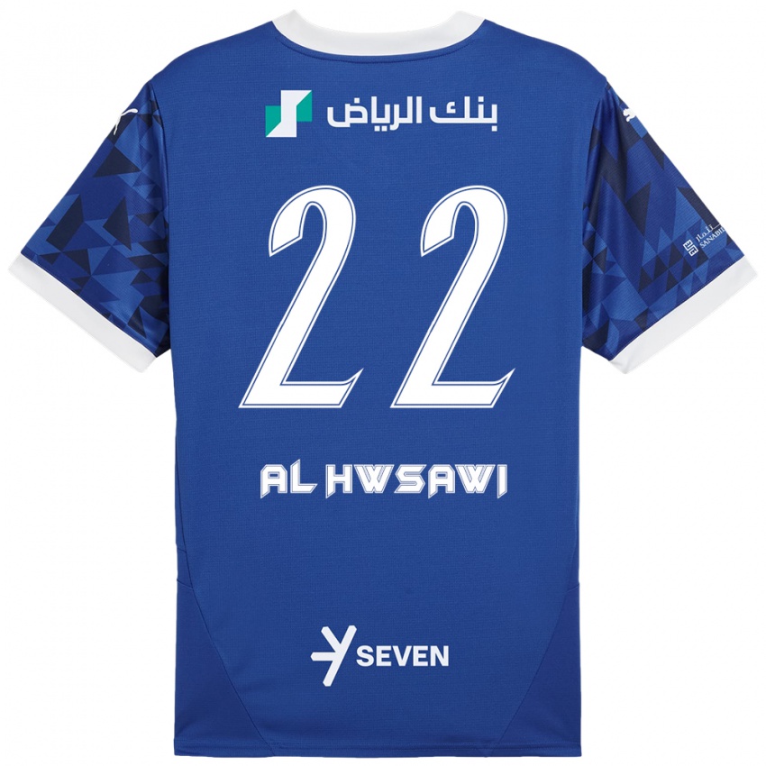 Férfi Shorouq Al-Hwsawi #22 Sötétkék Fehér Hazai Jersey 2024/25 Mez Póló Ing