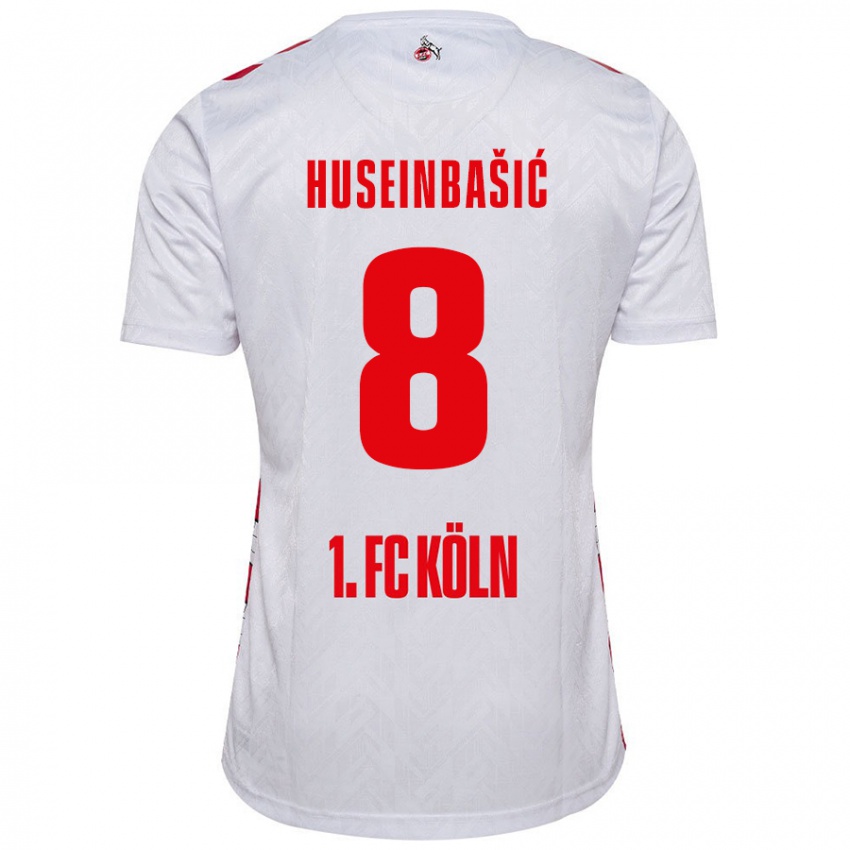 Férfi Denis Huseinbasic #8 Fehér Piros Hazai Jersey 2024/25 Mez Póló Ing