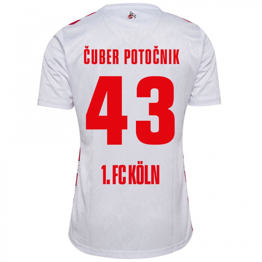 Férfi Jaka Cuber Potocnik #43 Fehér Piros Hazai Jersey 2024/25 Mez Póló Ing