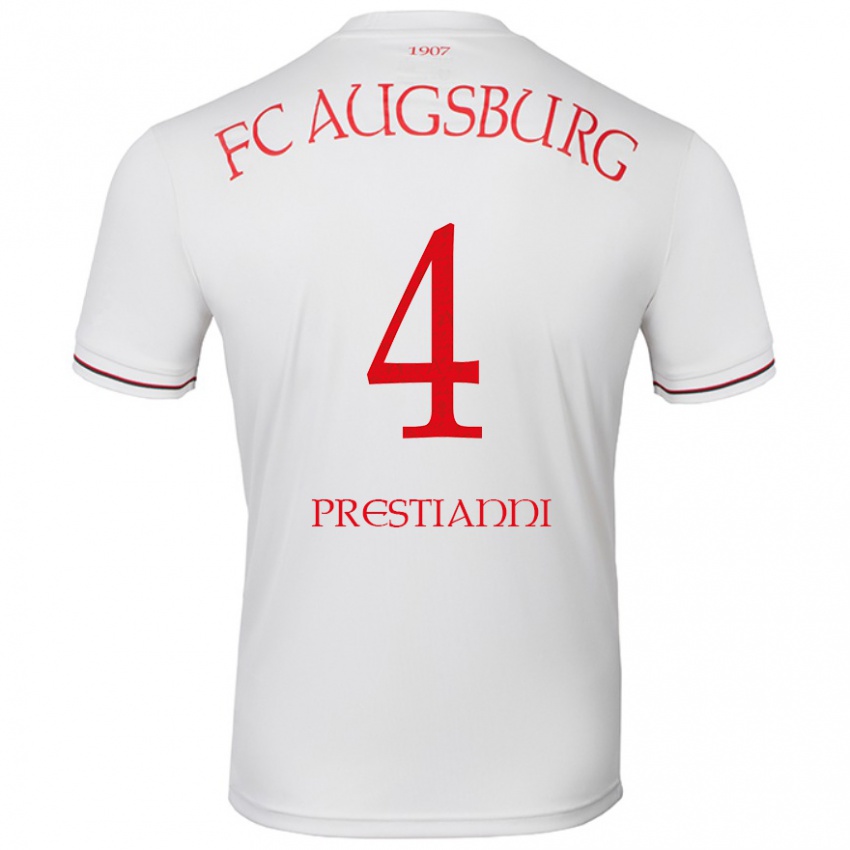 Férfi Luis Prestianni #4 Fehér Hazai Jersey 2024/25 Mez Póló Ing