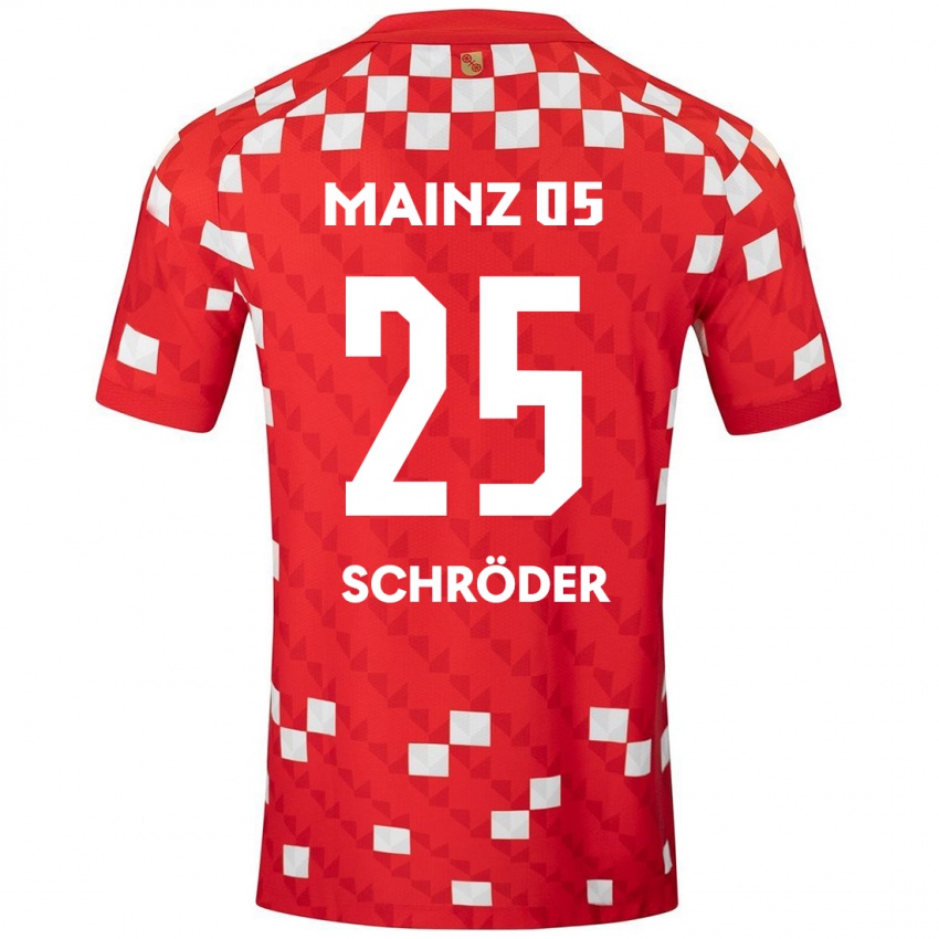 Férfi Maxim Schröder #25 Fehér Piros Hazai Jersey 2024/25 Mez Póló Ing