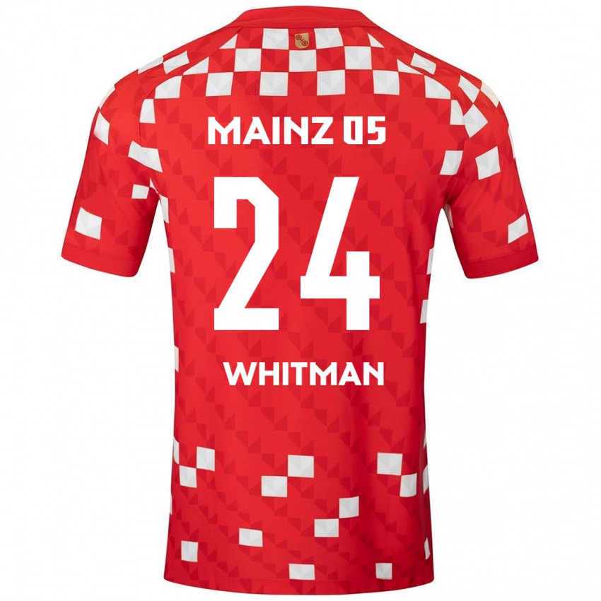 Férfi Katherine Whitman #24 Fehér Piros Hazai Jersey 2024/25 Mez Póló Ing