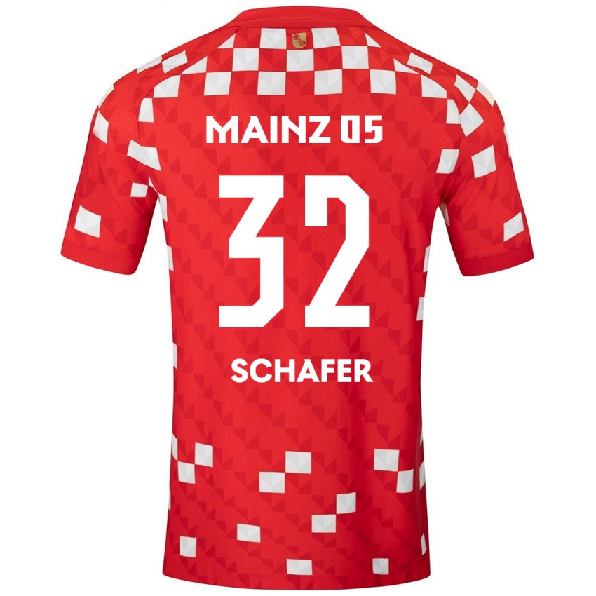 Férfi Ann-Christin Schäfer #32 Fehér Piros Hazai Jersey 2024/25 Mez Póló Ing