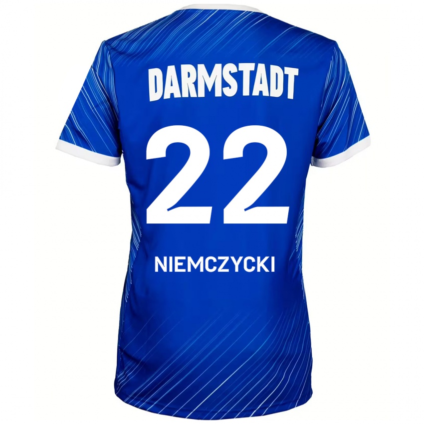 Férfi Karol Niemczycki #22 Kék Fehér Hazai Jersey 2024/25 Mez Póló Ing