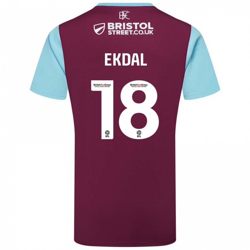 Férfi Hjalmar Ekdal #18 Bordó Égszínkék Hazai Jersey 2024/25 Mez Póló Ing