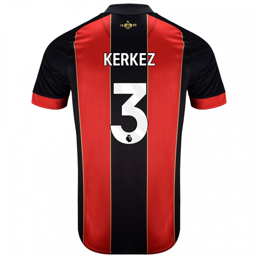 Férfi Milos Kerkez #3 Piros Fekete Hazai Jersey 2024/25 Mez Póló Ing