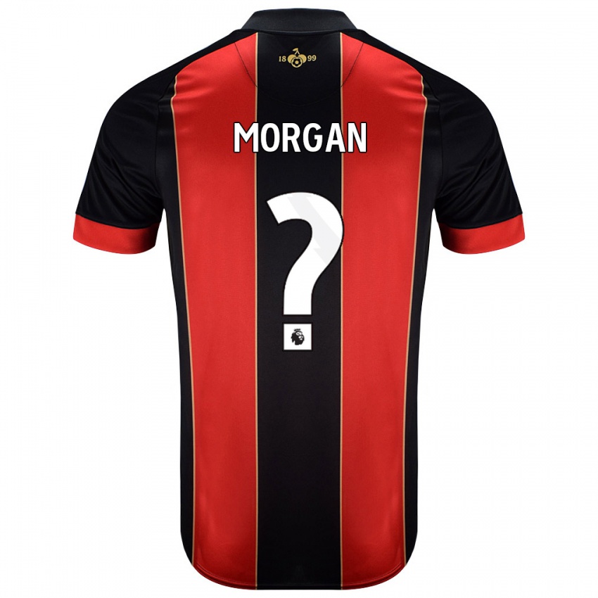 Férfi Ollie Morgan #0 Piros Fekete Hazai Jersey 2024/25 Mez Póló Ing