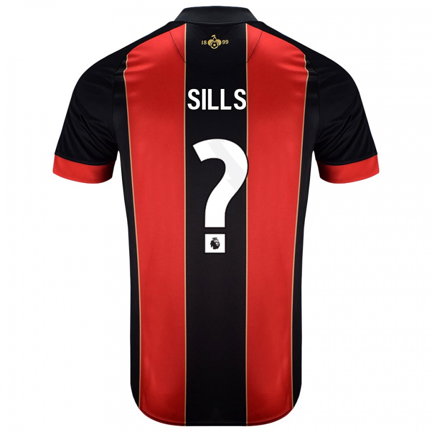 Férfi Ethan Sills #0 Piros Fekete Hazai Jersey 2024/25 Mez Póló Ing