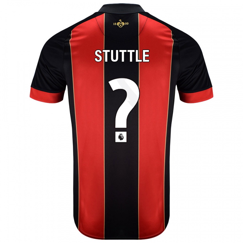 Férfi Jonny Stuttle #0 Piros Fekete Hazai Jersey 2024/25 Mez Póló Ing