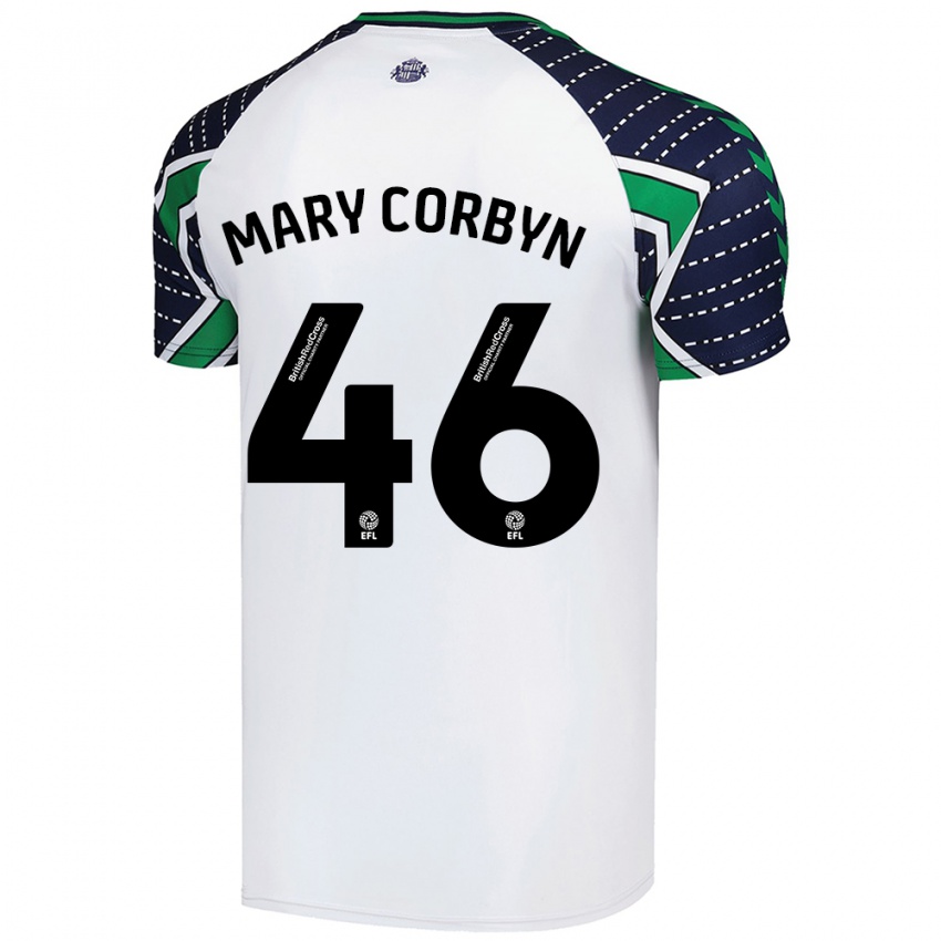 Férfi Mary Corbyn #46 Fehér Idegenbeli Jersey 2024/25 Mez Póló Ing