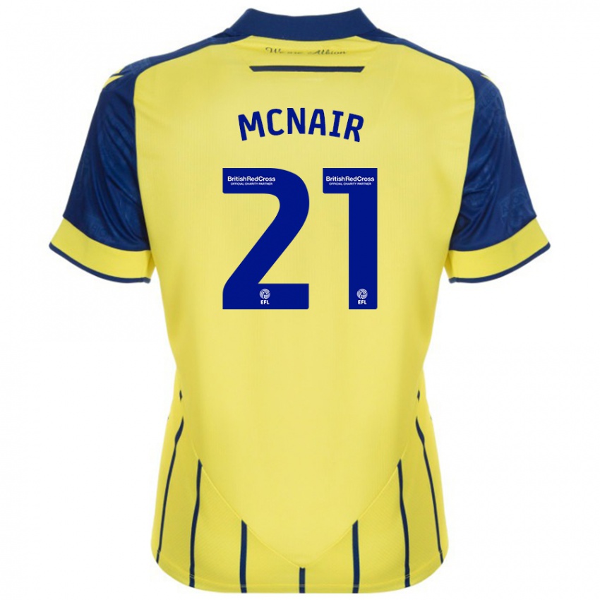 Férfi Paddy Mcnair #21 Sárga Kék Idegenbeli Jersey 2024/25 Mez Póló Ing