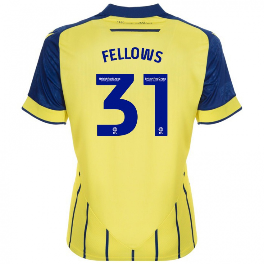 Férfi Tom Fellows #31 Sárga Kék Idegenbeli Jersey 2024/25 Mez Póló Ing