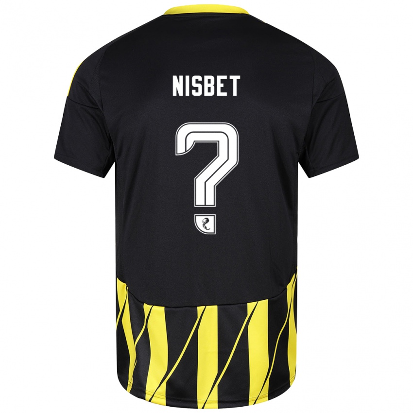 Férfi Kevin Nisbet #0 Fekete Sárga Idegenbeli Jersey 2024/25 Mez Póló Ing