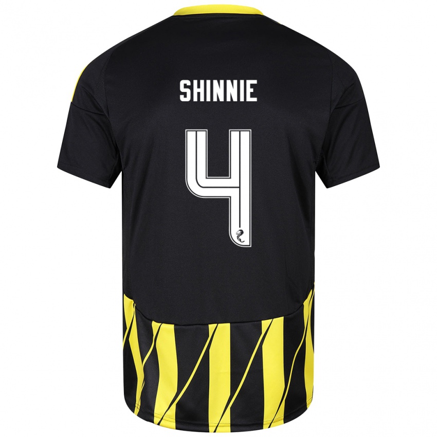 Férfi Graeme Shinnie #4 Fekete Sárga Idegenbeli Jersey 2024/25 Mez Póló Ing