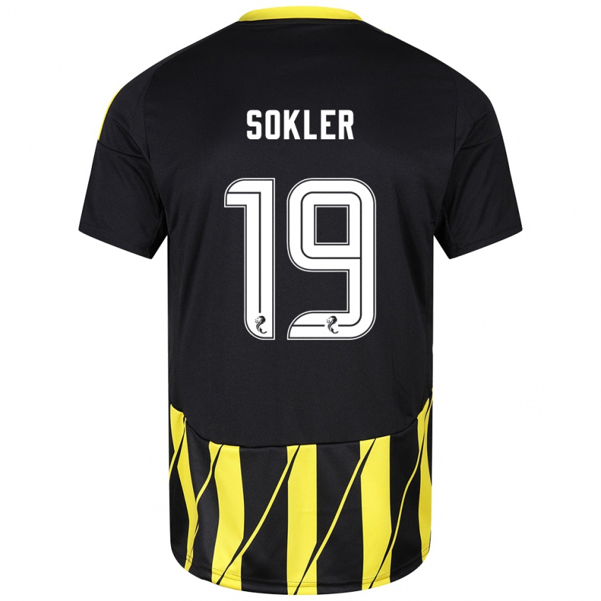 Férfi Ester Sokler #19 Fekete Sárga Idegenbeli Jersey 2024/25 Mez Póló Ing