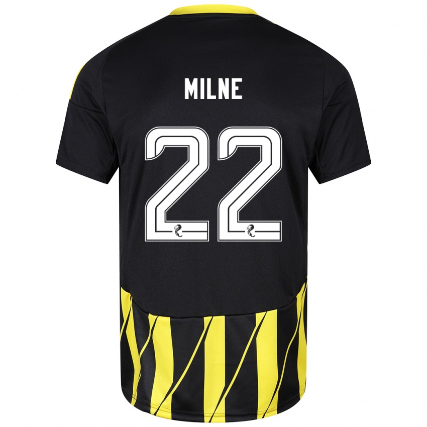 Férfi Jack Milne #22 Fekete Sárga Idegenbeli Jersey 2024/25 Mez Póló Ing