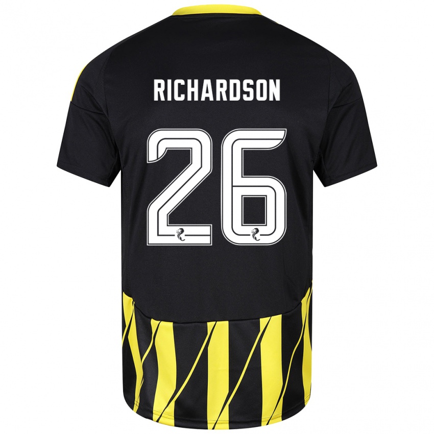 Férfi Jayden Richardson #26 Fekete Sárga Idegenbeli Jersey 2024/25 Mez Póló Ing