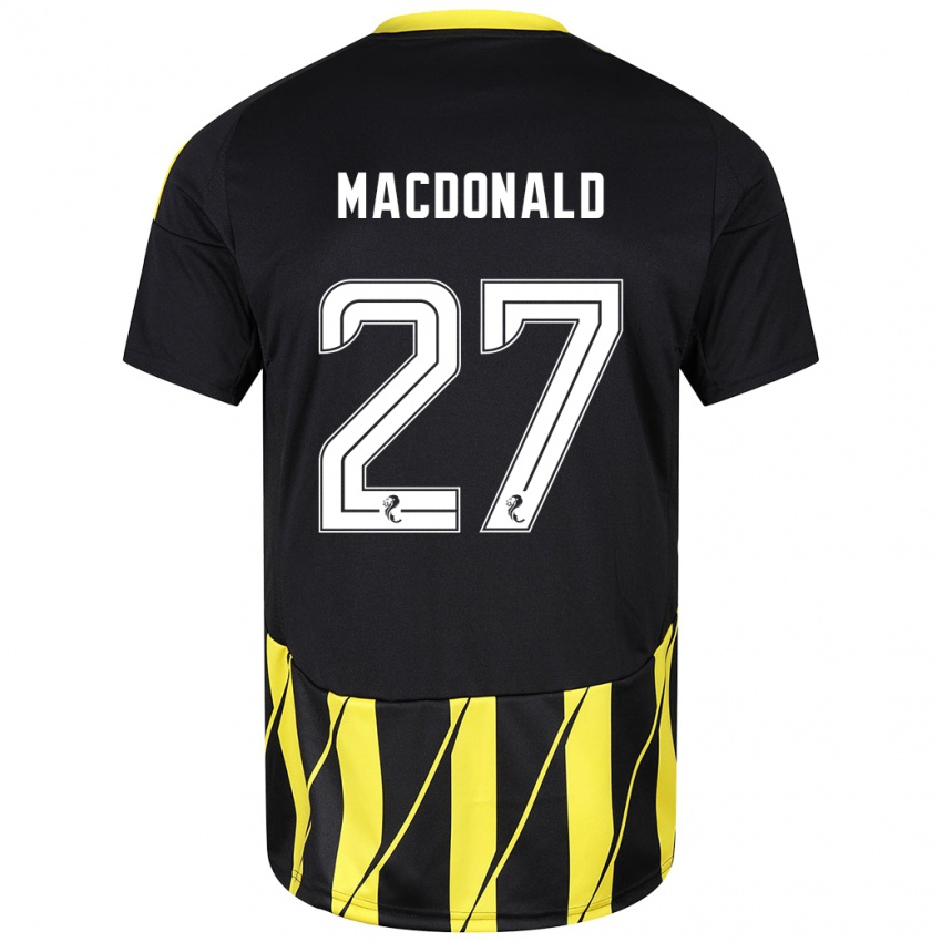 Férfi Angus Macdonald #27 Fekete Sárga Idegenbeli Jersey 2024/25 Mez Póló Ing