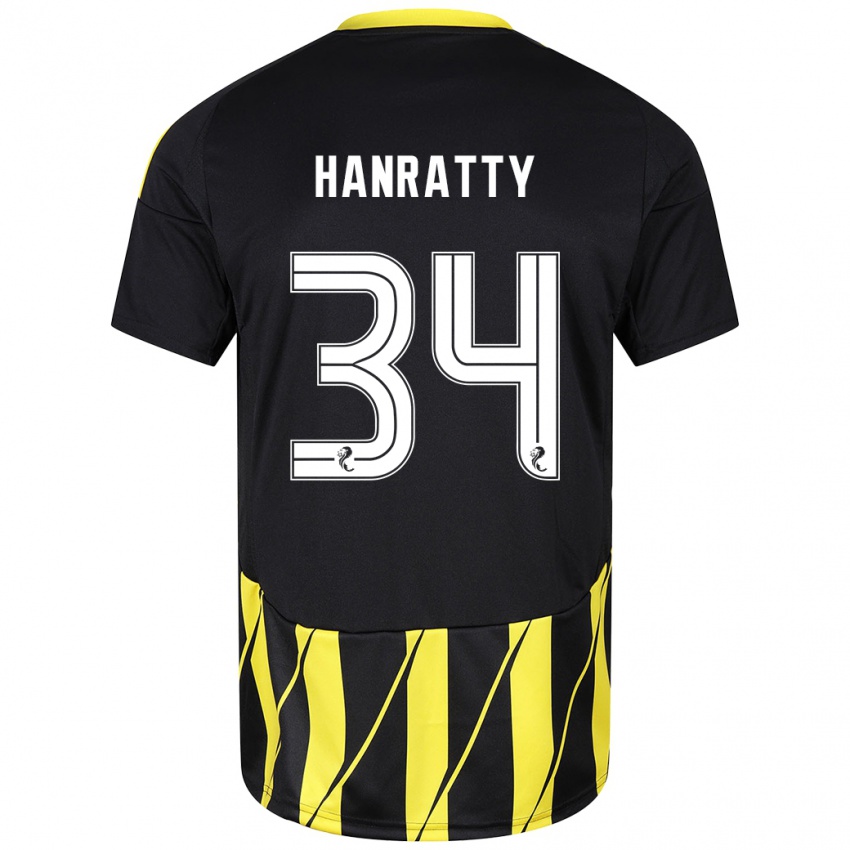 Férfi Kevin Hanratty #34 Fekete Sárga Idegenbeli Jersey 2024/25 Mez Póló Ing