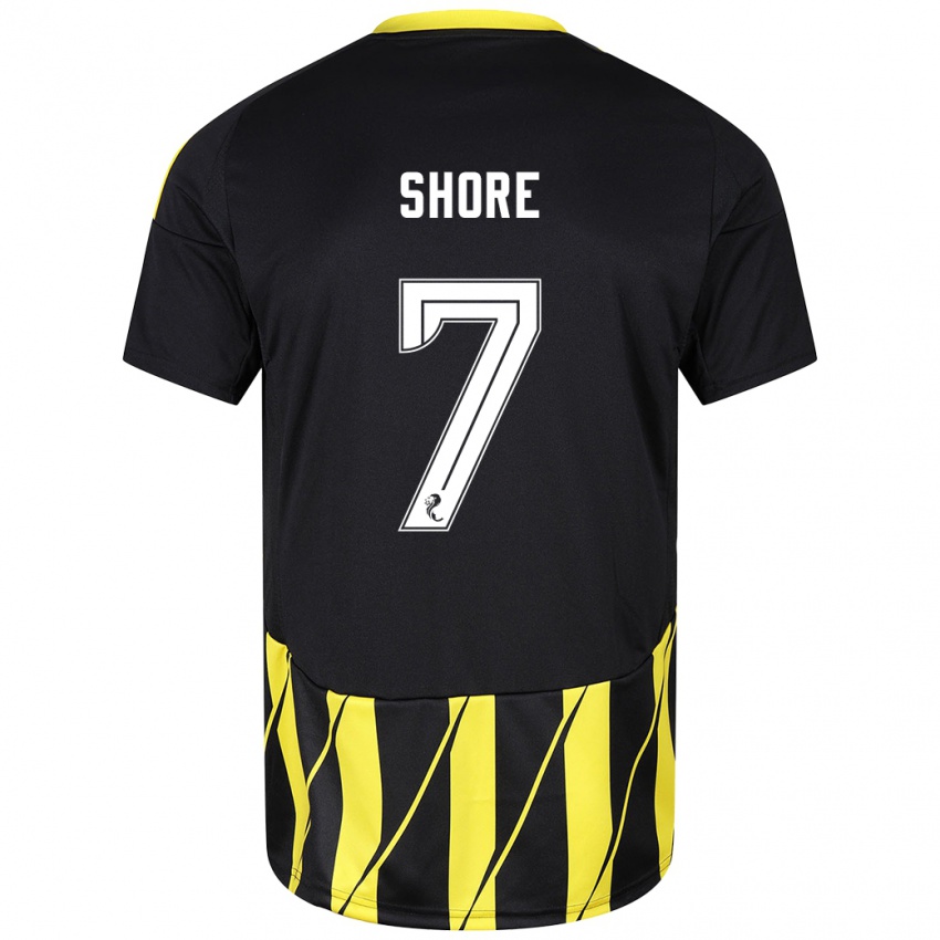 Férfi Eilidh Shore #7 Fekete Sárga Idegenbeli Jersey 2024/25 Mez Póló Ing