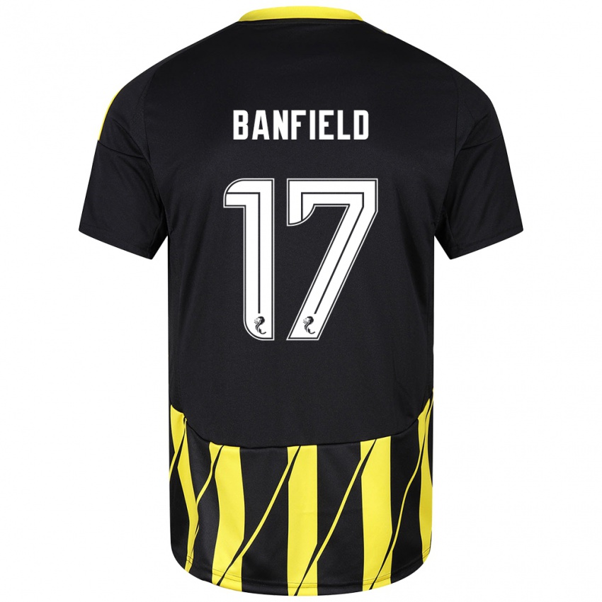 Férfi Keeley Banfield #17 Fekete Sárga Idegenbeli Jersey 2024/25 Mez Póló Ing