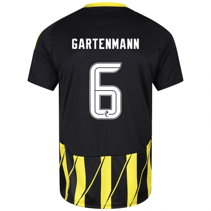 Férfi Stefan Gartenmann #6 Fekete Sárga Idegenbeli Jersey 2024/25 Mez Póló Ing