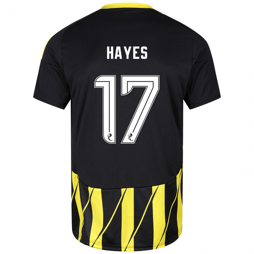 Férfi Jonny Hayes #17 Fekete Sárga Idegenbeli Jersey 2024/25 Mez Póló Ing