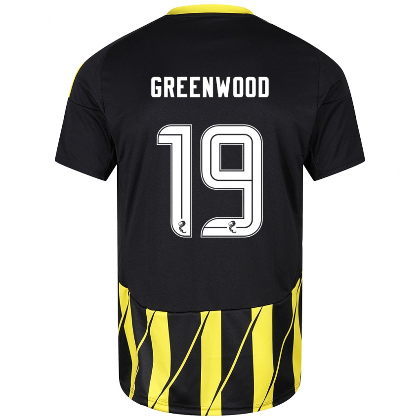 Férfi Brodie Greenwood #19 Fekete Sárga Idegenbeli Jersey 2024/25 Mez Póló Ing