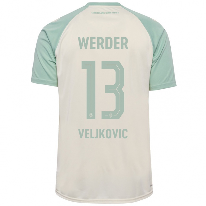 Férfi Milos Veljkovic #13 Törtfehér Világoszöld Idegenbeli Jersey 2024/25 Mez Póló Ing