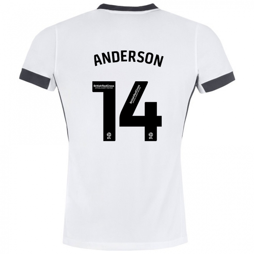 Férfi Keshi Anderson #14 Fehér Fekete Idegenbeli Jersey 2024/25 Mez Póló Ing