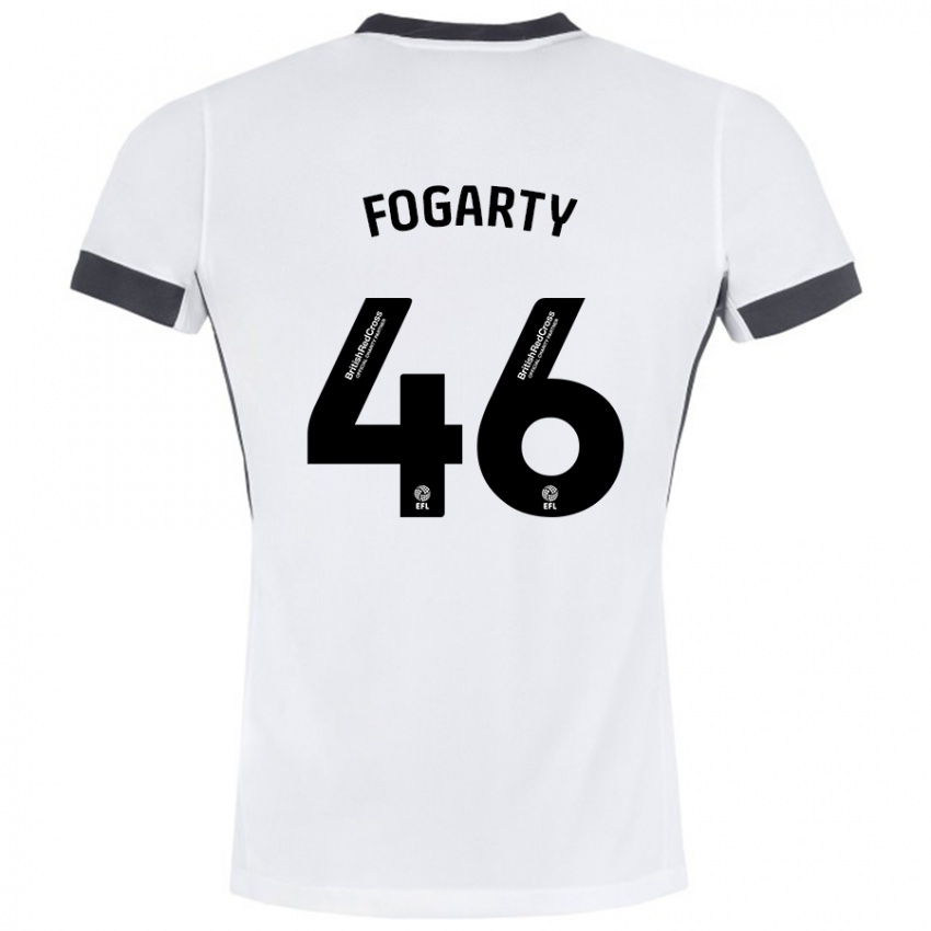 Férfi Tom Fogarty #46 Fehér Fekete Idegenbeli Jersey 2024/25 Mez Póló Ing