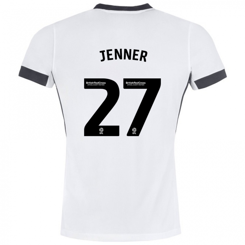 Férfi Abbi Jenner #27 Fehér Fekete Idegenbeli Jersey 2024/25 Mez Póló Ing