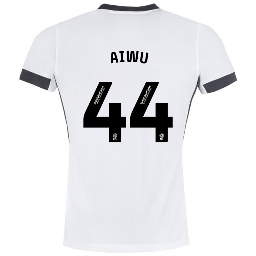 Férfi Emanuel Aiwu #44 Fehér Fekete Idegenbeli Jersey 2024/25 Mez Póló Ing