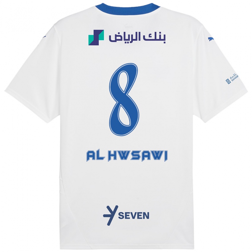 Férfi Al Bandari Al-Hwsawi #8 Fehér Kék Idegenbeli Jersey 2024/25 Mez Póló Ing