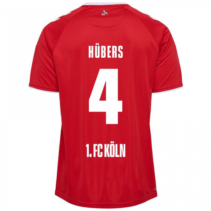 Férfi Timo Hübers #4 Piros Fehér Idegenbeli Jersey 2024/25 Mez Póló Ing