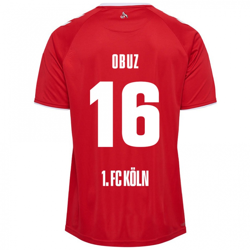 Férfi Marvin Obuz #16 Piros Fehér Idegenbeli Jersey 2024/25 Mez Póló Ing