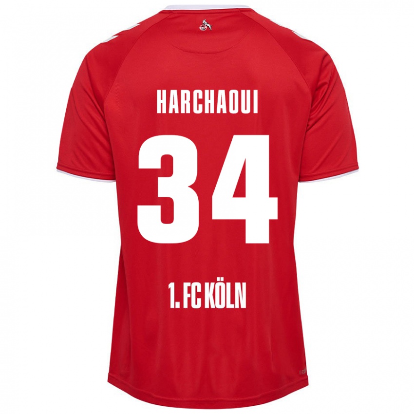 Férfi Fayssal Harchaoui #34 Piros Fehér Idegenbeli Jersey 2024/25 Mez Póló Ing