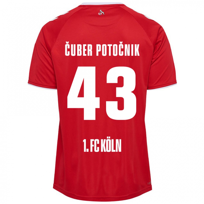 Férfi Jaka Cuber Potocnik #43 Piros Fehér Idegenbeli Jersey 2024/25 Mez Póló Ing