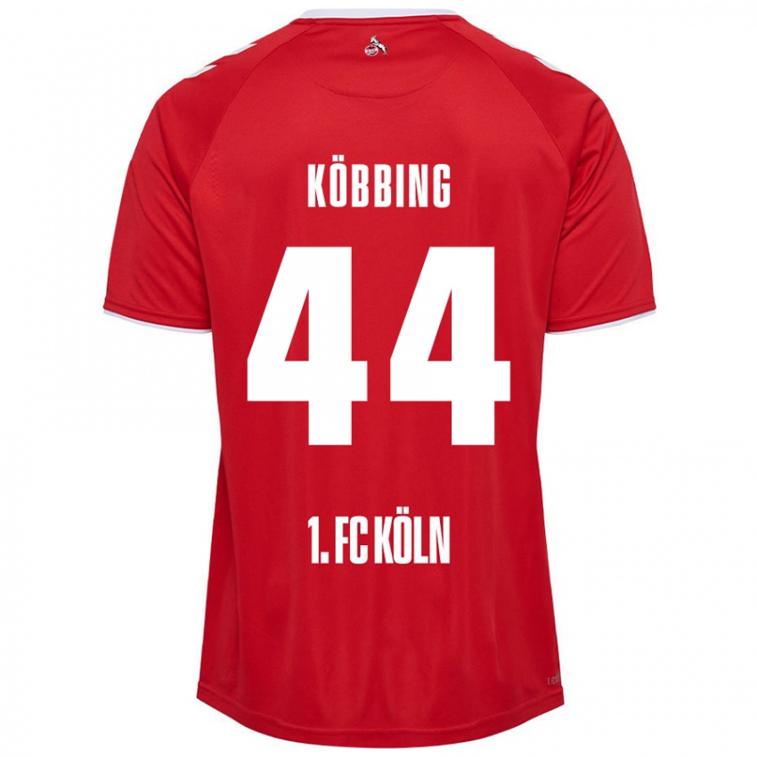 Férfi Matthias Köbbing #44 Piros Fehér Idegenbeli Jersey 2024/25 Mez Póló Ing